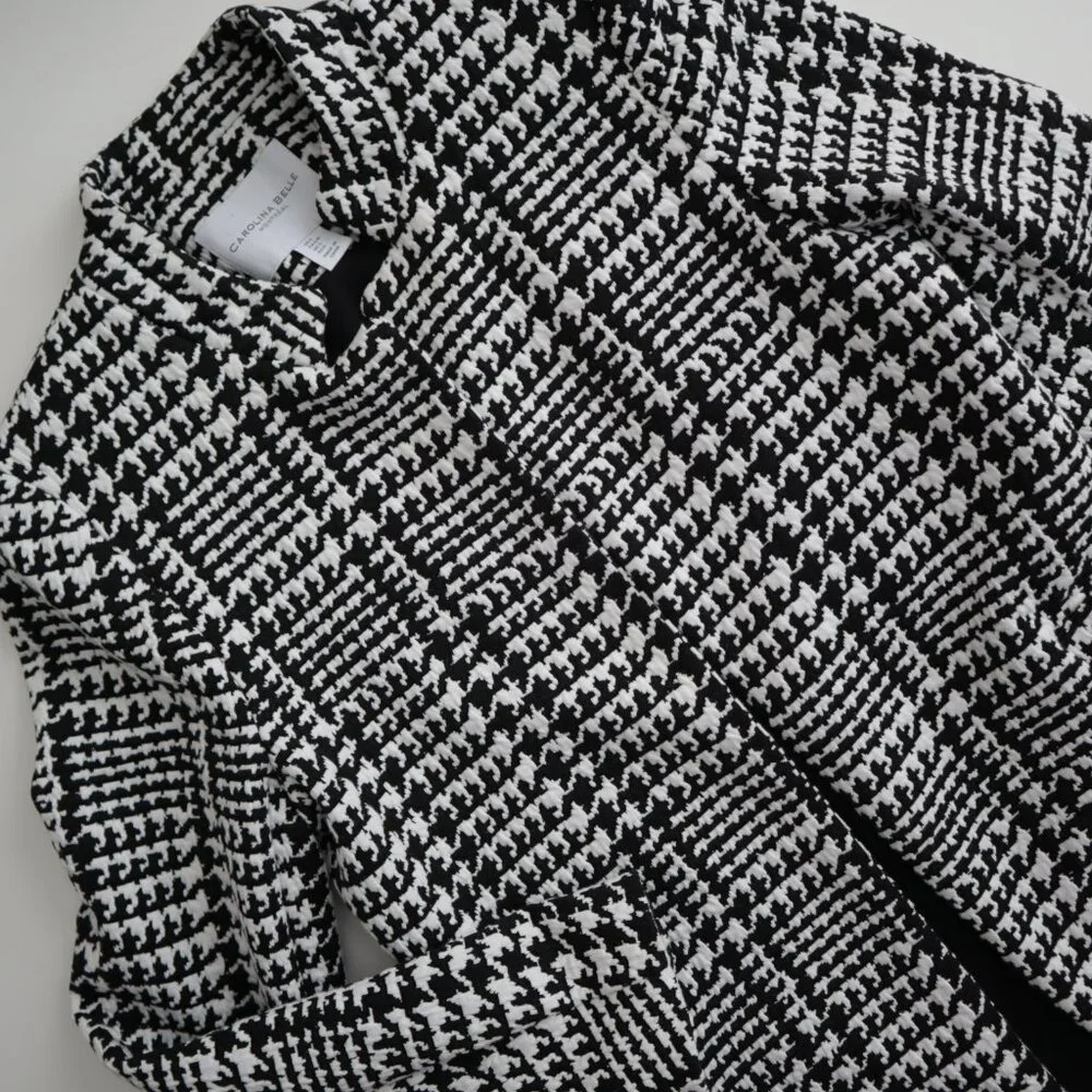 Carolina Belle Houndstooth Plaid Textured Coat | S